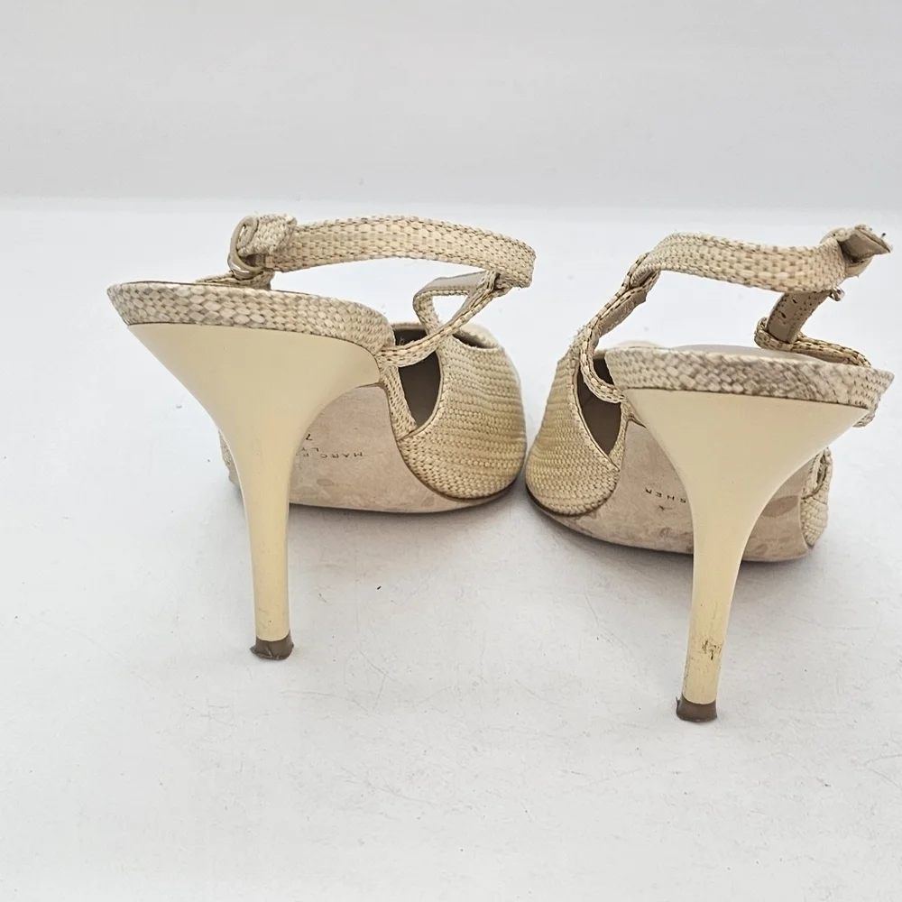 Marc Fisher LTD Torry Slingback Pumps Light Natural Textile Women’s Size 7